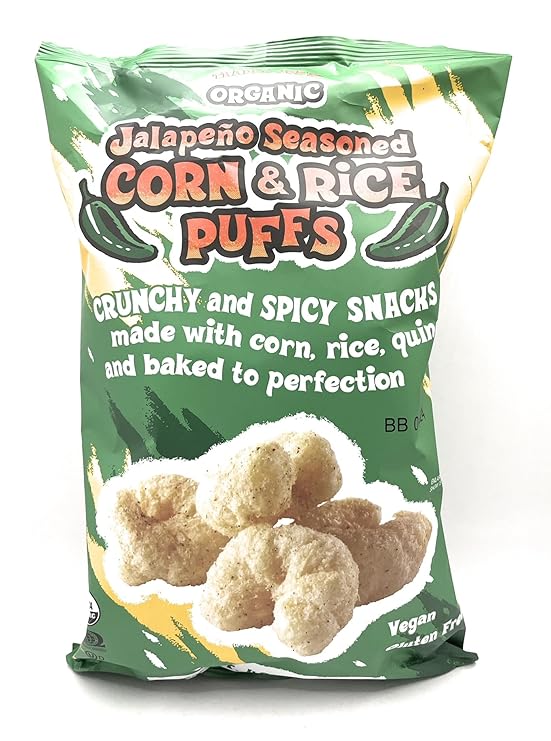 Trader Joe's Organic Jalapeño Seasoned Corn & Rice Puffs, 139g
