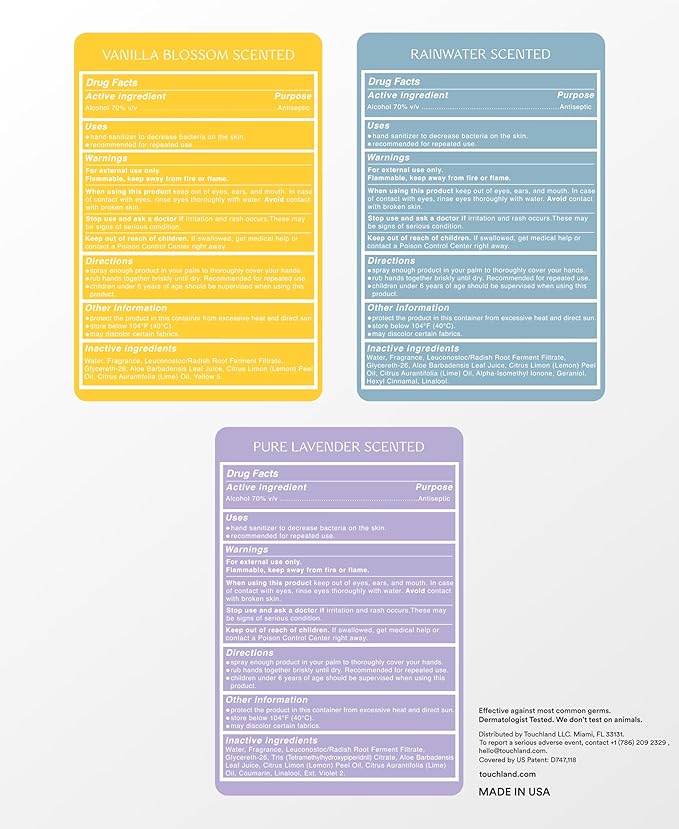 Touchland Power Mist Hydrating Hand Sanitizer Spray, Blossom 3-Pack, 90mL