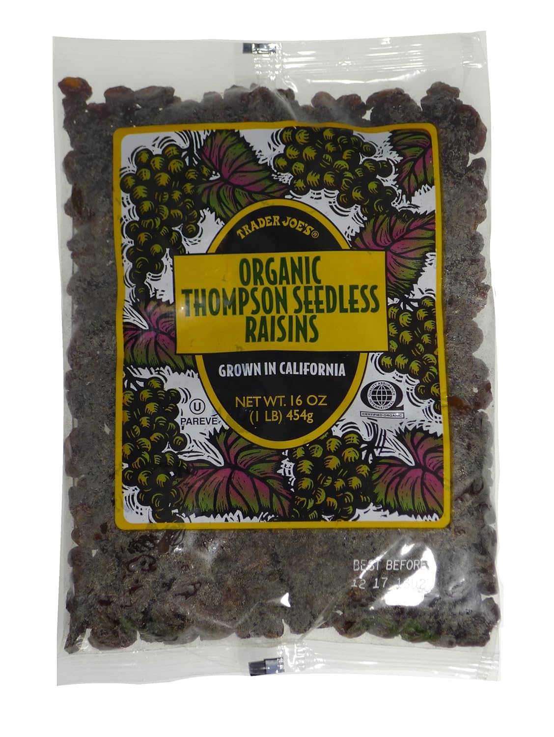 Trader Joe's Organic Thompson Seedless Raisins, 454g