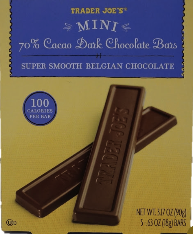 Trader Joe's Mini 70% Cacao Dark Chocolate Bars, 90g