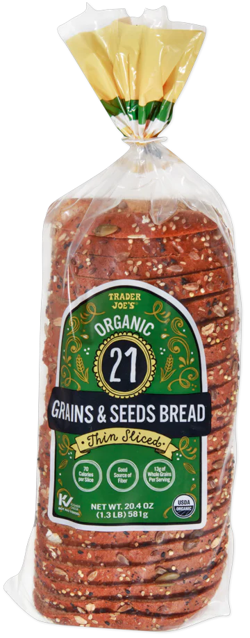 Trader Joe's Organic 21 Grains & Seeds Bread Thin Sliced, 581g