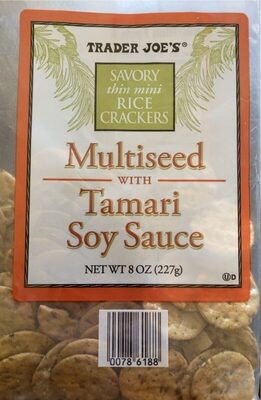 Trader Joe's Savoury Thin Mini Rice Crackers, Multiseed with Tamari Soy Sauce, 227g
