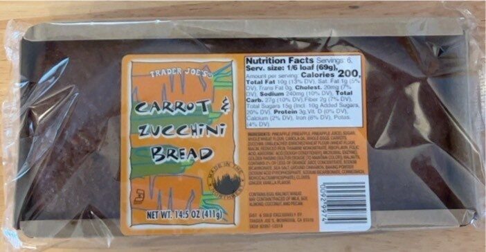 Pain aux carottes et aux courgettes de Trader Joe's, 411 g