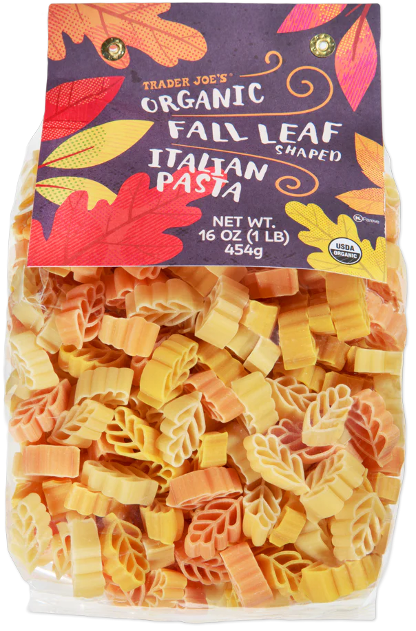 Trader Joe's Organic Fall Leaf Shaped Italian Pasta, 454g