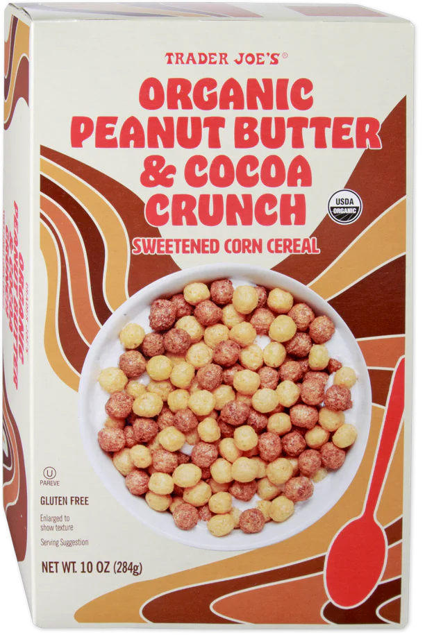 Trader Joe's Organic Peanut Butter & Cocoa Crunch Sweetened Corn Cereal, 284g