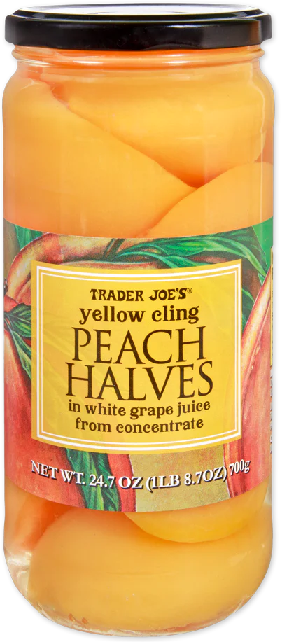 Pêches jaunes en moitiés, Trader Joe's, 700 g