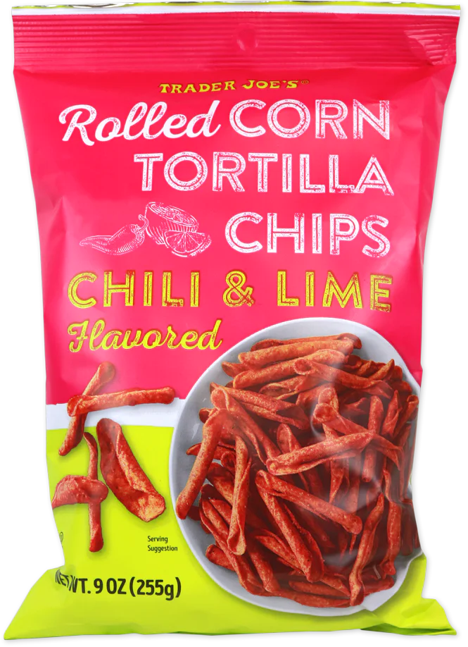 Trader Joe's Chili & Lime Flavoured Rolled Corn Tortilla Chips, 255g