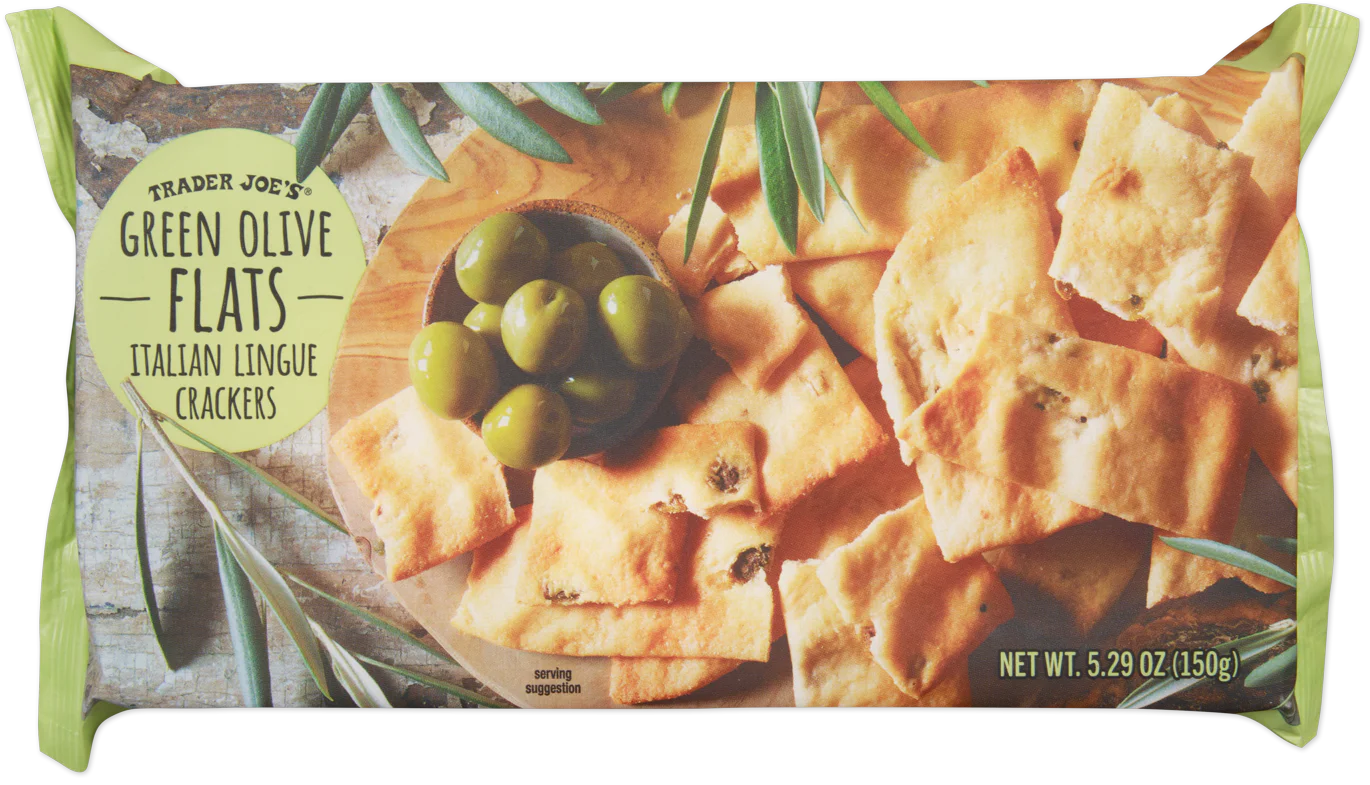 Trader Joe's Green Olive Flats Italian Lingue Crackers, 150g