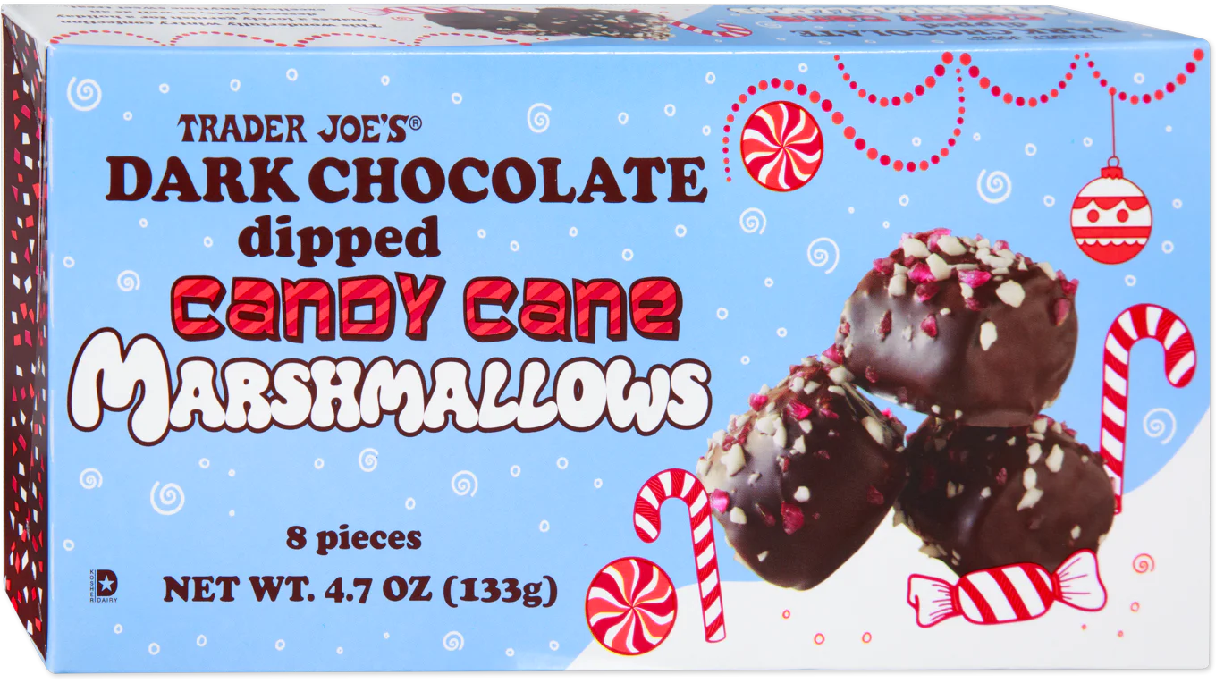 Trader Joe's Dark Chocolate Dipped Candy Cane Marshmallows, 133g