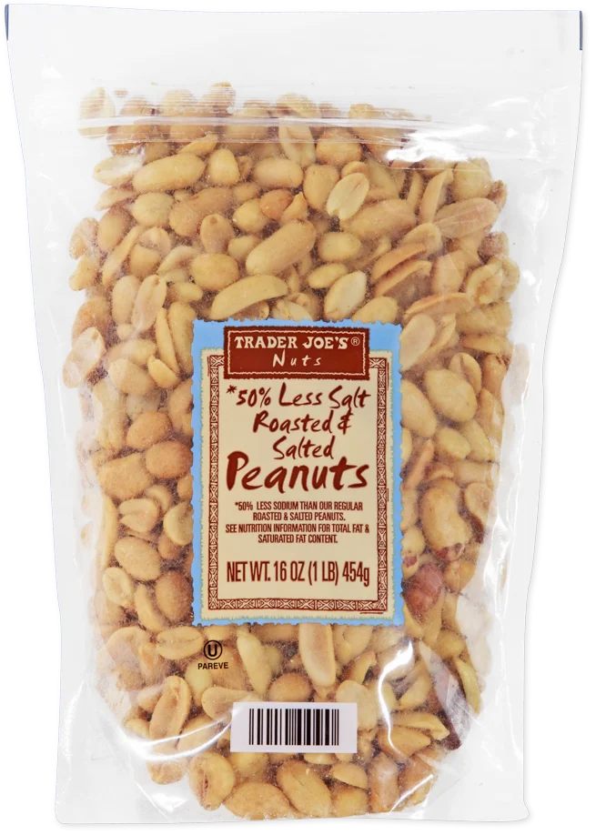 Trader Joe's 50% Less Salt Roasted & Salted Peanuts, 454g