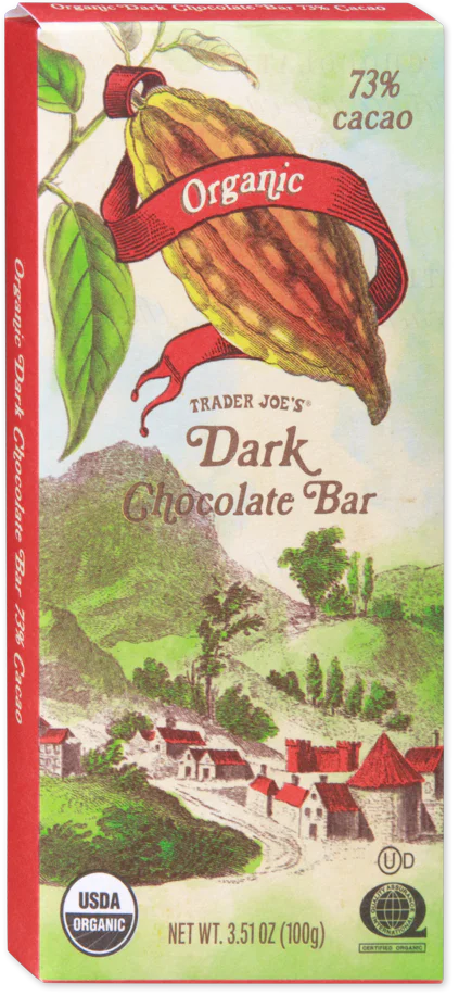 Trader Joe's Organic Dark Chocolate Bar, 73% Cacao, 100g
