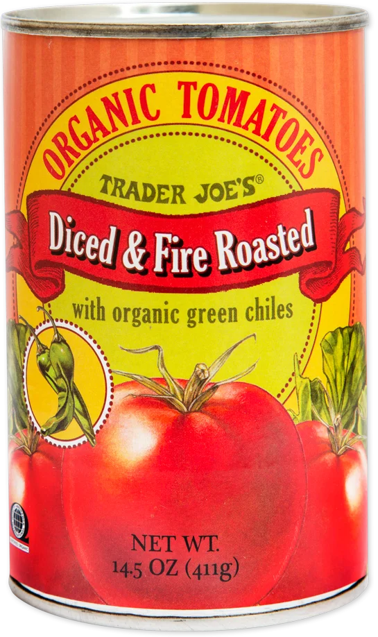 Trader Joe's Organic Diced & Fire Roasted Tomatoes with Green Chiles, 411g