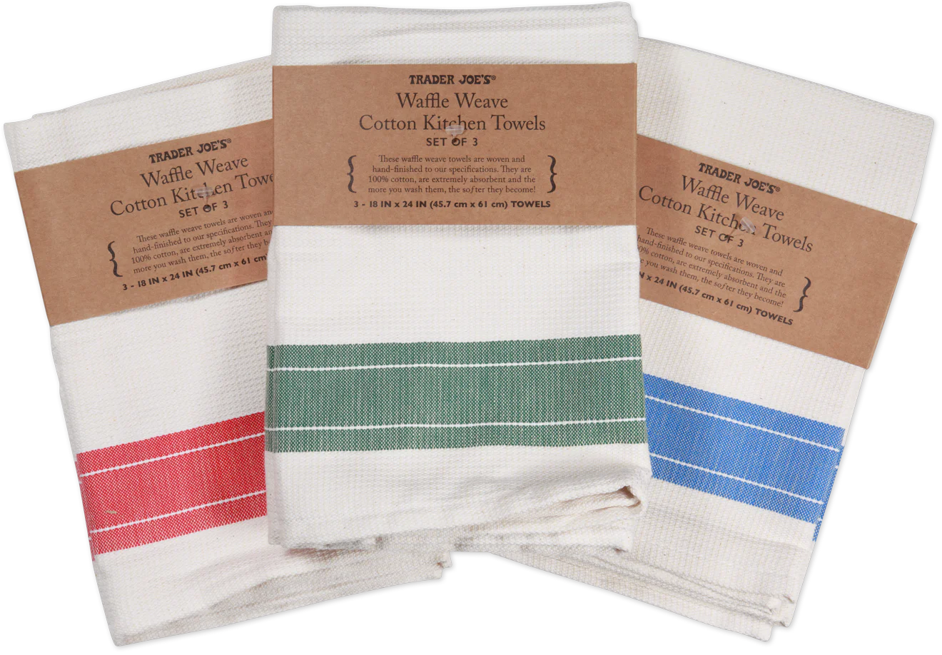 Waffle Weave Cotton Kitchen Towels, 3-count
