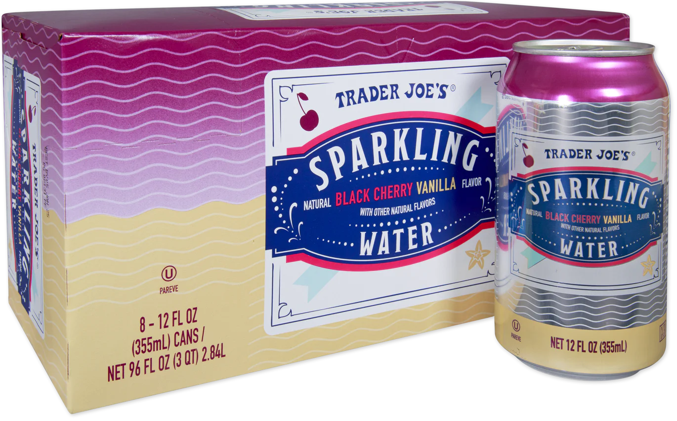 Eau pétillante Trader Joe's, cerise noire et vanille, 2,84 L