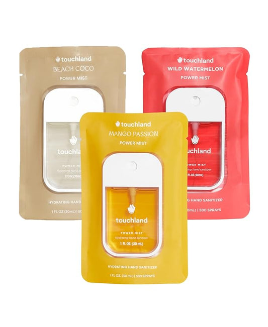 Spray désinfectant hydratant pour les mains Touchland Power Mist, tropical, lot de 3, 90 ml