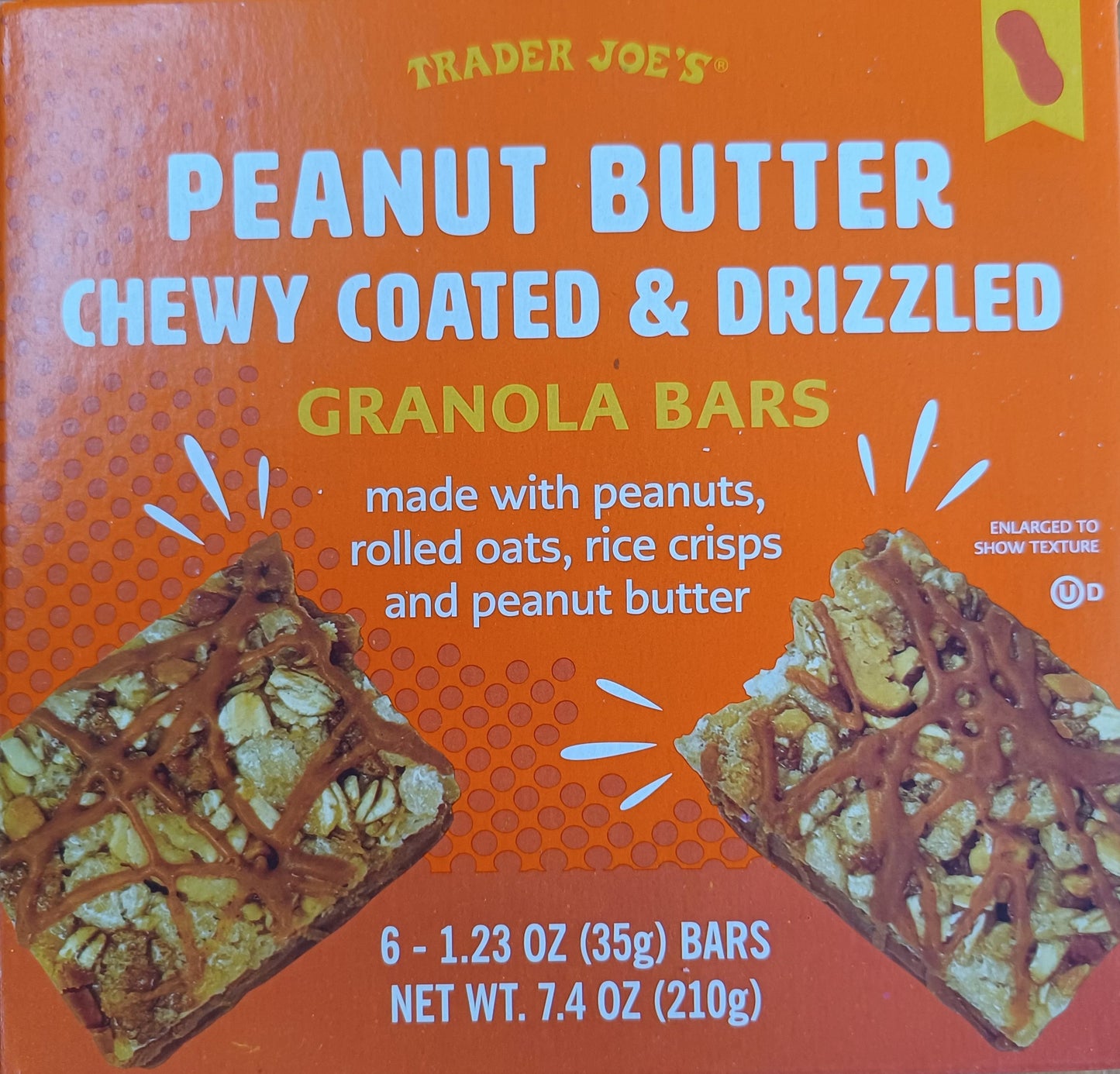 Trader Joe's Peanut Butter Chewy Coated & Drizzled Granola Bars, 210g
