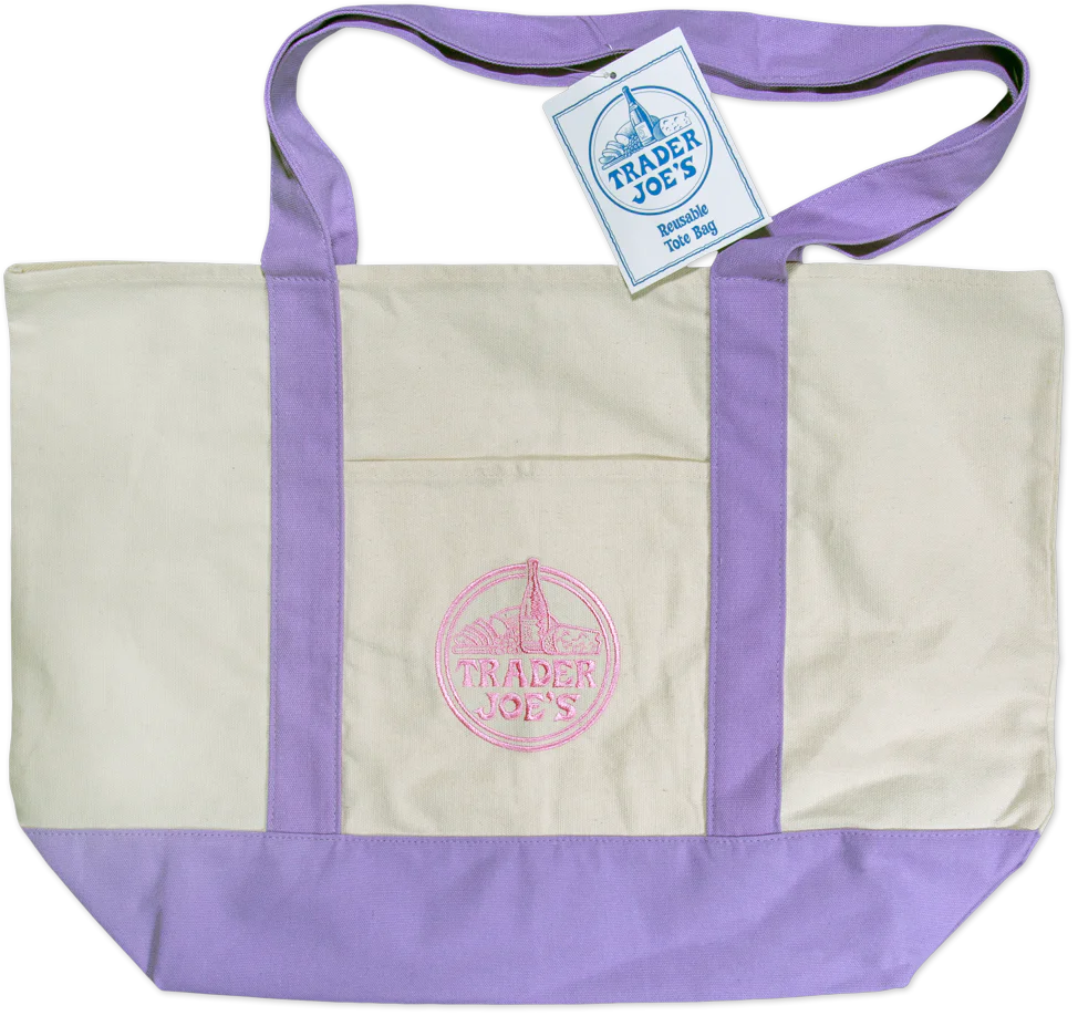Trader Joe's Full Size Canvas Tote Bag, Lavender