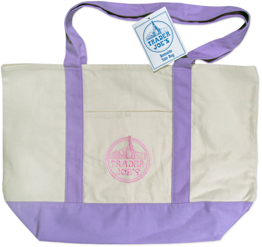 Trader Joe's Full Size Canvas Tote Bag, Lavender