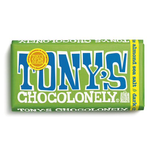 Tony's Chocolonely 51% Dark Chocolate Bar with Almonds and Sea Salt, 180g