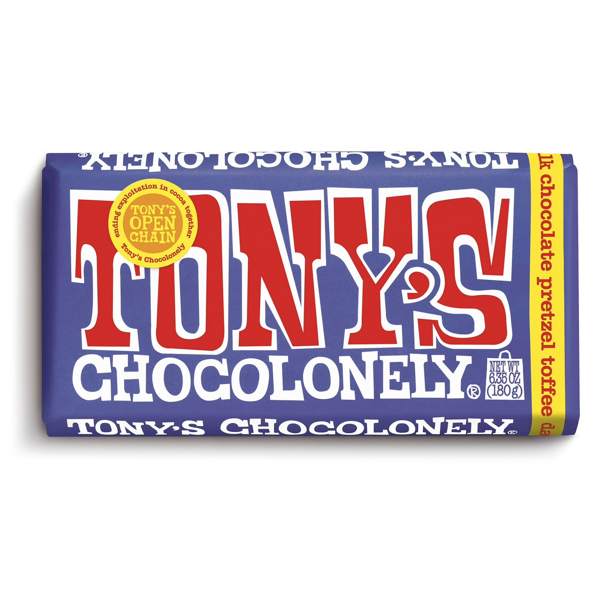 Tony's Chocolonely Dark Milk Chocolate Bar with Pretzel and Toffee, 18 ...