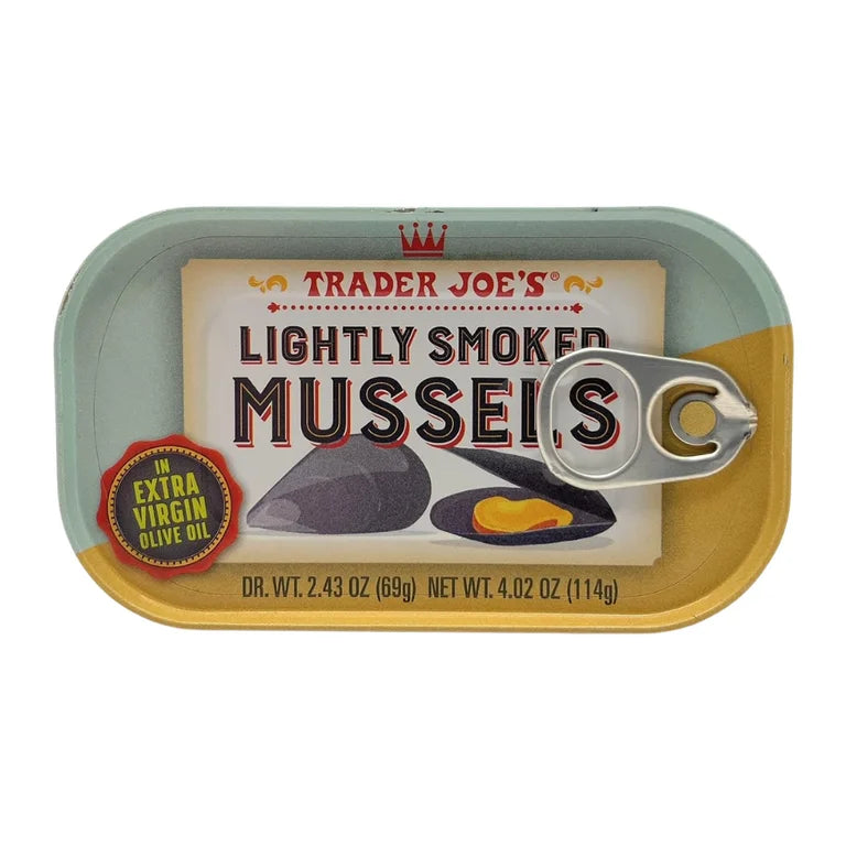Trader Joe’s Lightly Smoked Mussels in Extra Virgin Olive Oil, 114g