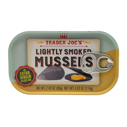 Trader Joe’s Lightly Smoked Mussels in Extra Virgin Olive Oil, 114g