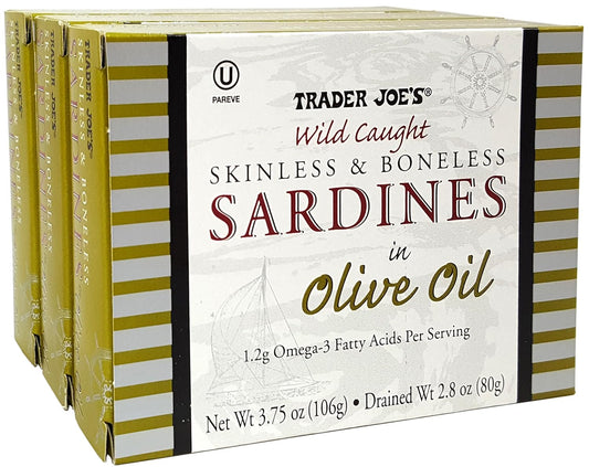 Trader Joe’s Wild Caught Skinless & Boneless Sardines in Olive Oil, 106g