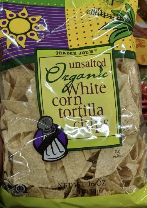Trader Joe's Unsalted Organic White Corn Tortilla Chips, 454g