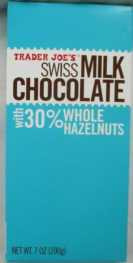 Trader Joe's Swiss Milk Chocolate Bar with 30% Whole Hazelnuts, 200g