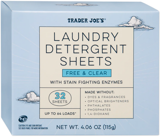 Trader Joe's Laundry Detergent Sheets Free & Clear, 115g