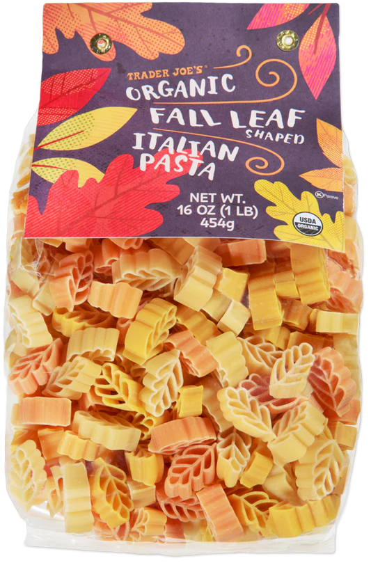 Trader Joe's Organic Fall Leaf Shaped Italian Pasta, 454g