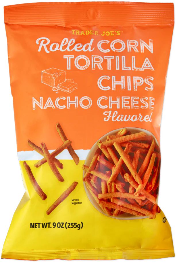 Trader Joe's Nacho Cheese Flavoured Rolled Corn Tortilla Chips, 255g