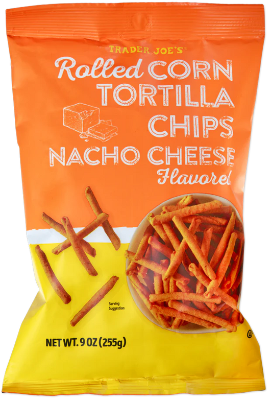 Trader Joe's Nacho Cheese Flavoured Rolled Corn Tortilla Chips, 255g