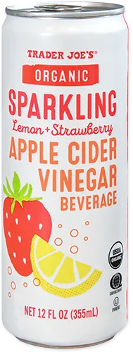 Boisson pétillante au vinaigre de cidre de pomme au citron et à la fraise biologique de Trader Joe's, 355 ml 