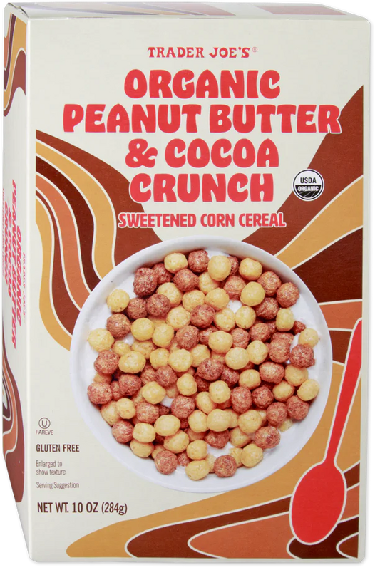 Trader Joe's Organic Peanut Butter & Cocoa Crunch Sweetened Corn Cereal, 284g