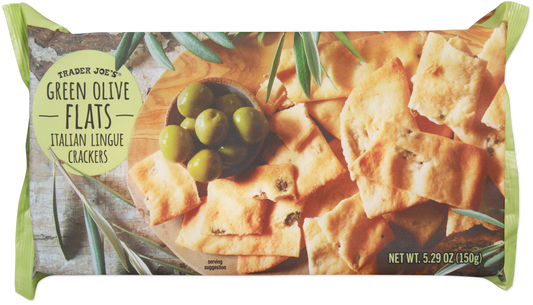 Trader Joe's Green Olive Flats Italian Lingue Crackers, 150g