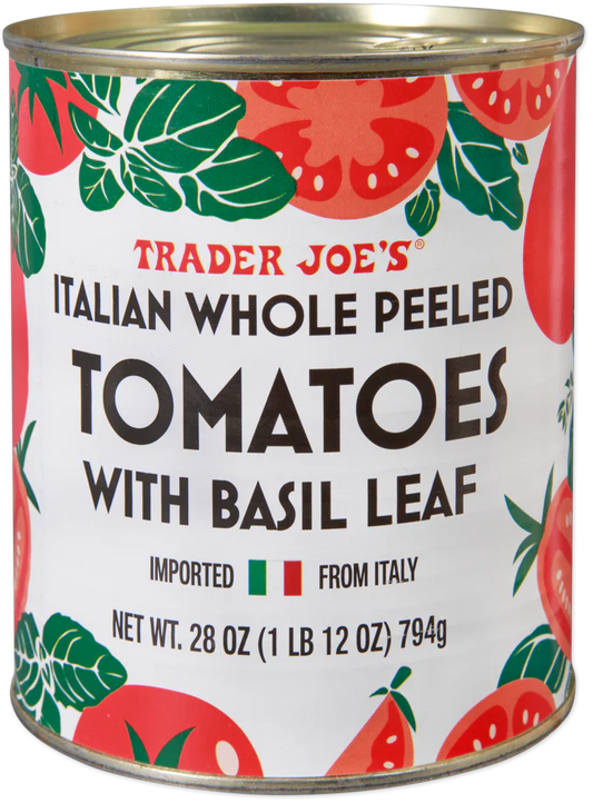 Trader Joe's Italian Whole Peeled Tomatoes with Basil Leaf, 794g