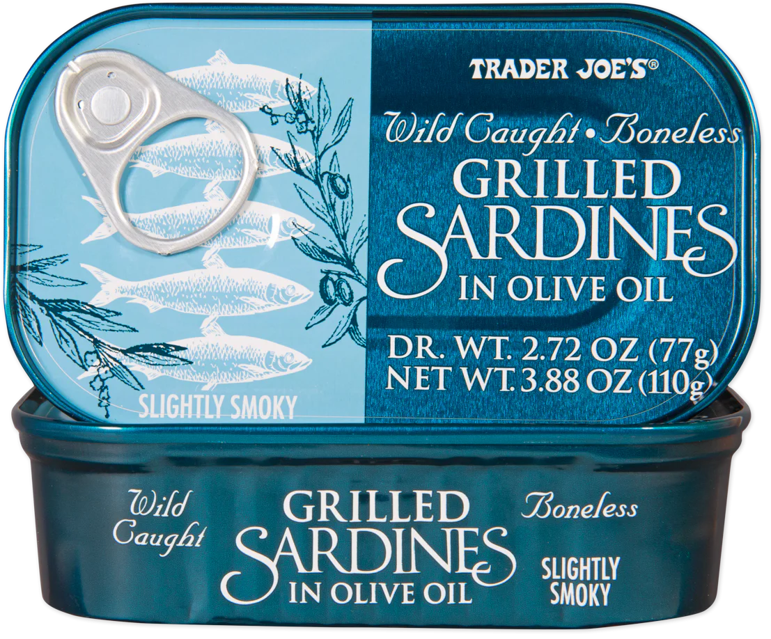 Sardines sauvages grillées sans arêtes à l'huile d'olive de Trader Joe's, 110 g 