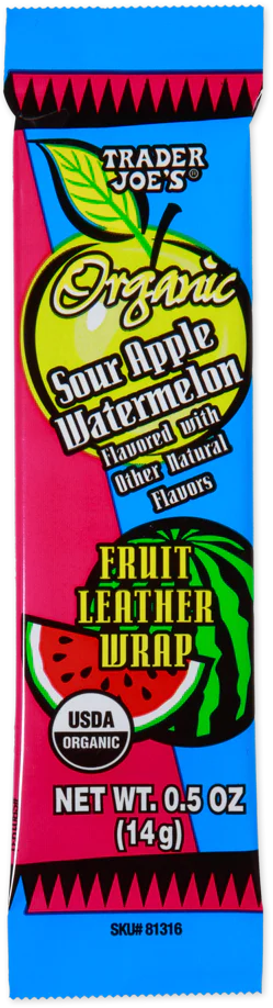 Trader Joe's Organic Fruit Leather Wrap, Sour Apple Watermelon, 14g