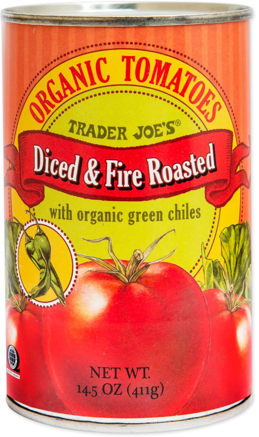 Trader Joe's Organic Diced & Fire Roasted Tomatoes with Green Chiles, 411g
