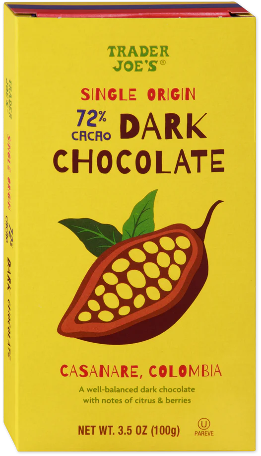 Trader Joe's Single Origin 72% Cacao Dark Chocolate, 100g