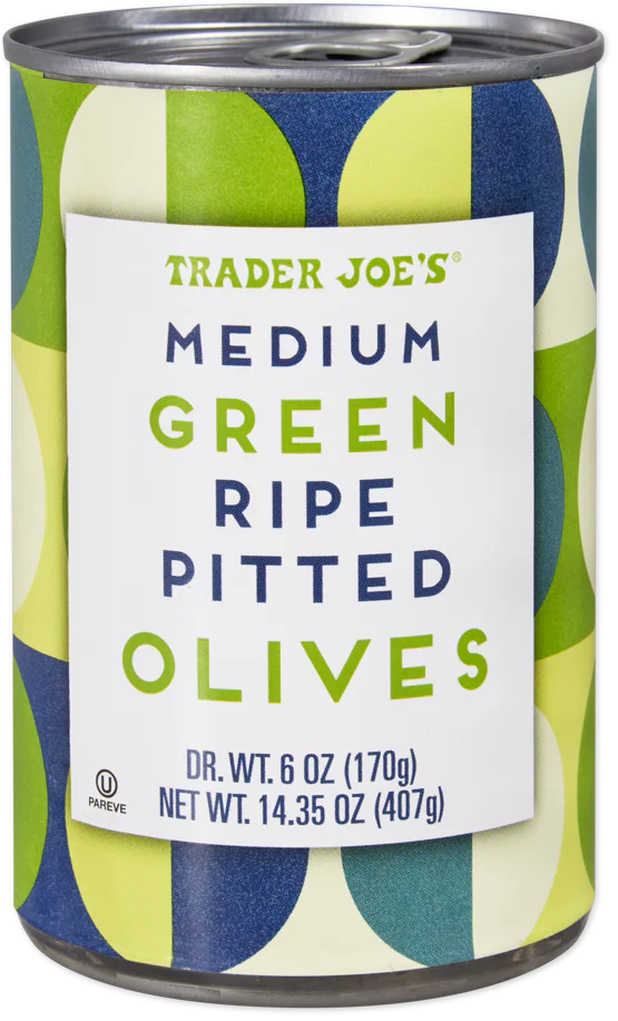 Olives vertes mûres dénoyautées de taille moyenne de Trader Joe's, 407 g 