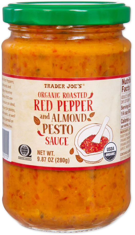Sauce pesto aux poivrons rouges rôtis et aux amandes bio de Trader Joe's, 280 g 
