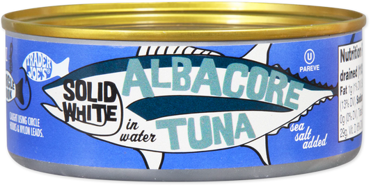Thon blanc germon entier dans l'eau, sel de mer ajouté, 128 g de Trader Joe's 