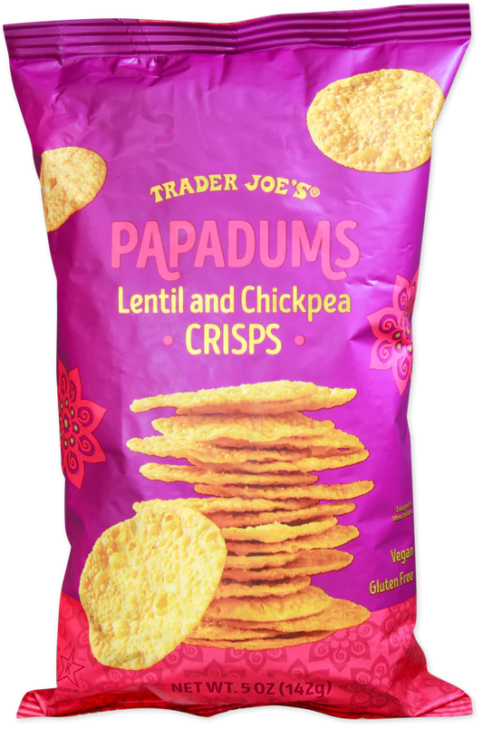 Trader Joe's Papadums Lentil and Chickpea Crisps, 142g