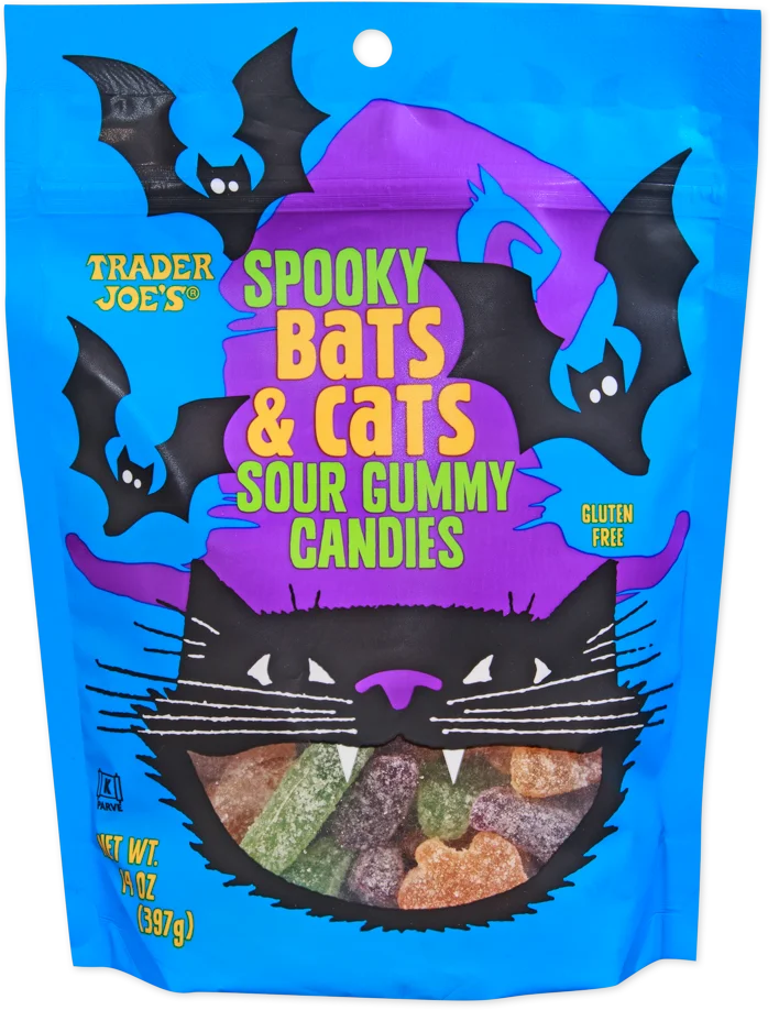 Trader Joe's Spooky Bats & Cats Sour Gummy Candies, 397g