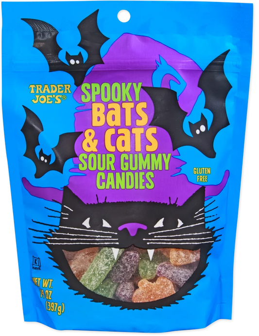 Trader Joe's Spooky Bats & Cats Sour Gummy Candies, 397g