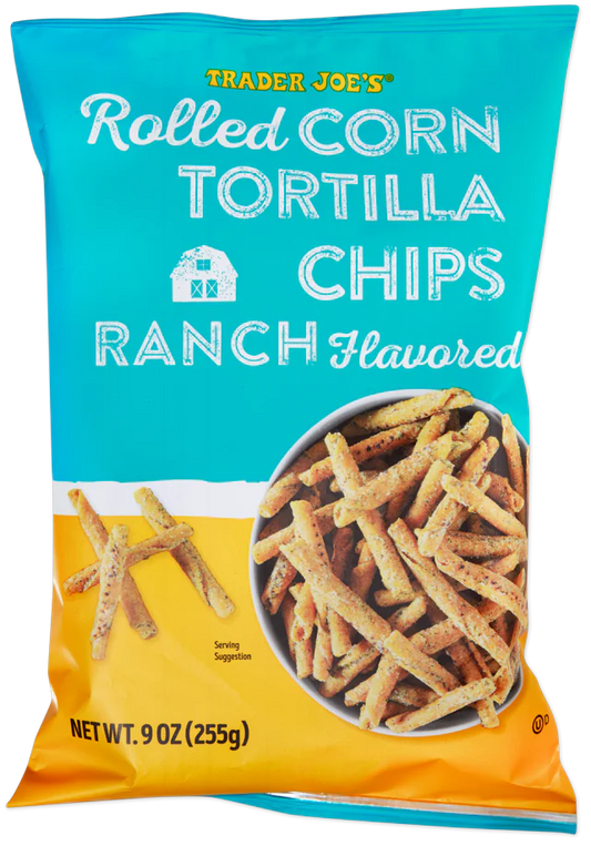 Trader Joe's Ranch Flavoured Rolled Corn Tortilla Chips, 255g